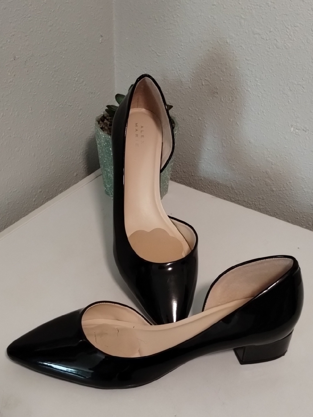 Alex Marie Black Patent Pointed Toe Low Heel Pumps
